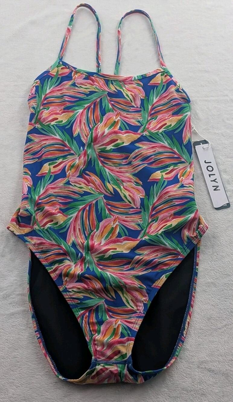 Jolyn Train Brandon One Piece Swimsuit Size 36 Carnival Print Crossback NWT
